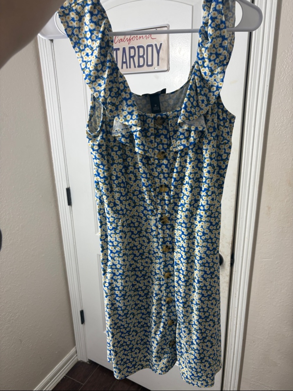 Blue Floral Button-Front Sundress